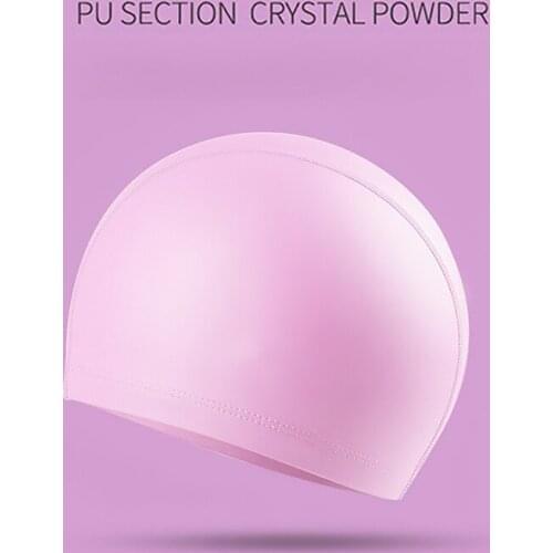 2021 Elastic Waterproof PU Fabric Protect Ears Long Hair Sports Swim Pool Hat Swimming Cap Free size for Men & Women Solid Color