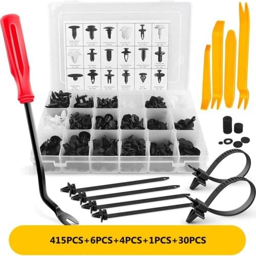 415 Pcs Car Retainer Clips & Plastic Fasteners Kit - 18 Most Popular Sizes Auto Push Pin Rivets Set -Door Trim Panel Clips