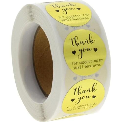 50-500pcs 1In Golden Thank You for Supporting My Small Business Stickers Seal Labels Baking Handmade Package Stationery Sticker