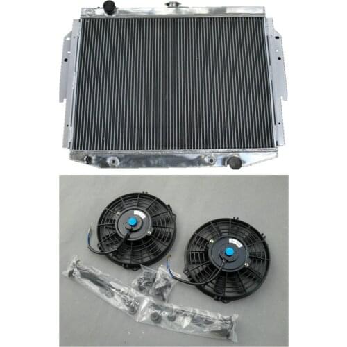 Aluminum Radiator & 2*Fan For Chrysler Fifth Avenue Imperia LeBaron New York +Cap 1977-1989 78 79 80 81 82 83 84 85 86 87 88