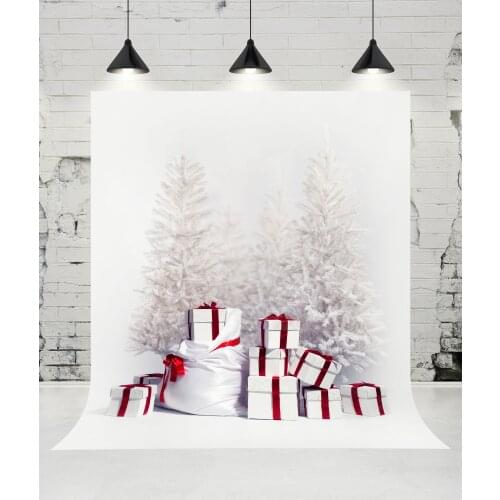 VinylBDS White Christmas Photo Background Froen Snow In Winter Photo Backdrops Gift Box Children Photo for Backdrops Studio