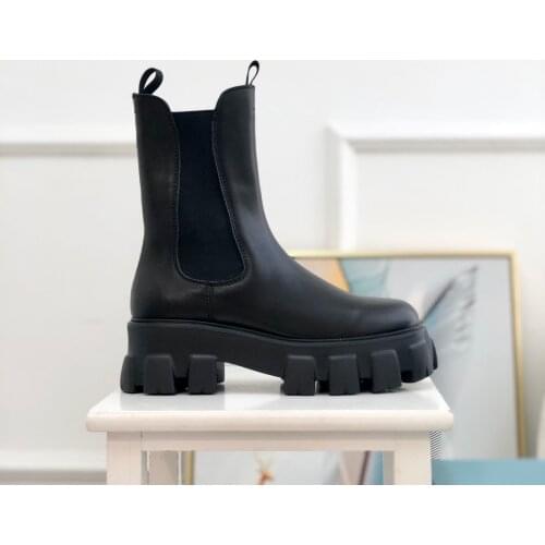 Gear-shaped Platform Chelsea Boots 2021 New Ankle Boots Ins Hot Design Women Boots Genuine Leather Autumn Winter Women Shoes