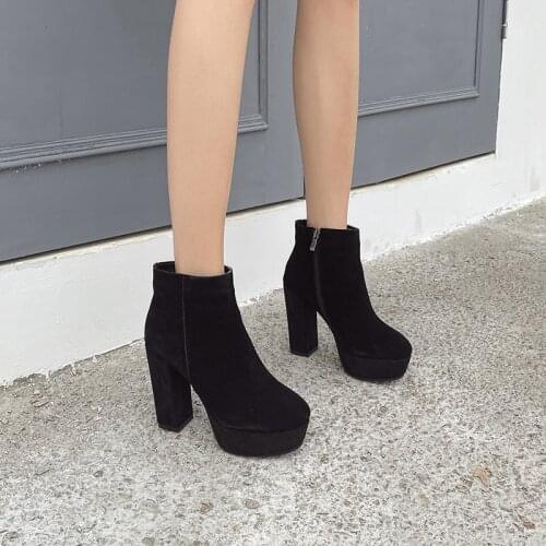 QZYERAI Winter Genuine Leather Womens Boots Black Casual Ankle Boots Girls Fashion Boots Zipper Boots Womens Shoes