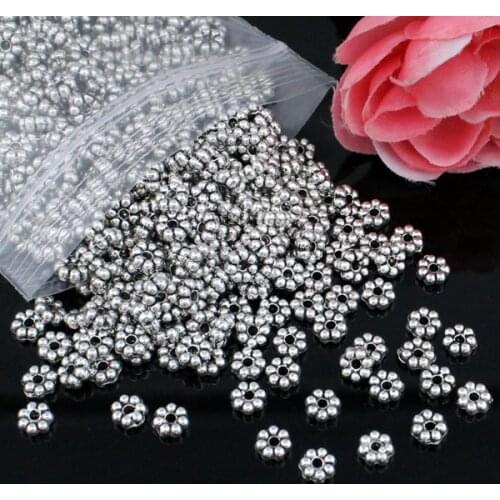 500pcs/lot Spacer Metal Beads Zinc Alloy Antique silver Round Beads DIY Jewelry Making Accessories 5x5mm Hole:1mm K04349
