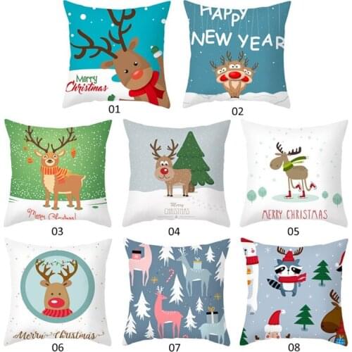 Cartoon Elk Pillow Cover Christmas Style Sofa Cushion Hugging Pillow Case Christmas Gift Family Christmas Xmas Gift Sofa Decor