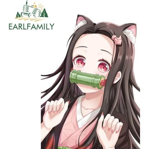 EARLFAMILY 13cm x 9.6cm for Demon Slayer Nezuko RV Camper Car Stickers Anime Car Assessoires Decal Surfboard Laptop Sticker