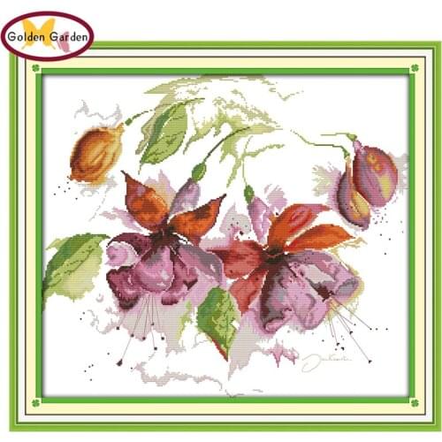 GG Gorgeous Lily Flower Stamped Cross Stitch Kits 11ct 14ct Embroidery Set Chrinese Counted Cross Stitch Pattern for Home Decor