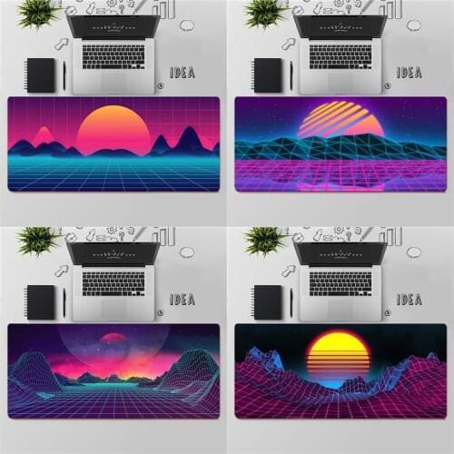 Gaming Mouse Pad Large Mouse Pad PC Gamer Computer Mouse Mat Neon Retrowave Synthwave Art Mousepad Keyboard Desk Mat Mause Pad