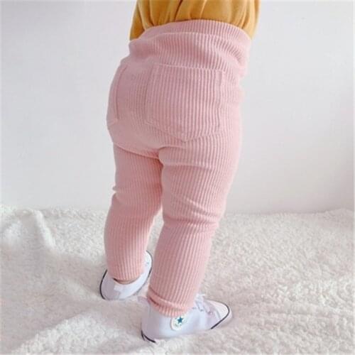 2Pcs Set Solid Baby High Waist Pants Cotton Baby Girls Leggings Fashion Pants for Baby Boy Spring Casual Kids Long Trousers