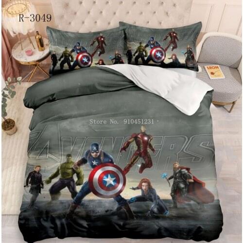 The Avengers Captain America Iron Man Bedding set Queen King Marvel Thor Hulk Quilt Duvet Cover Kids Children Boys Bedroom Decor