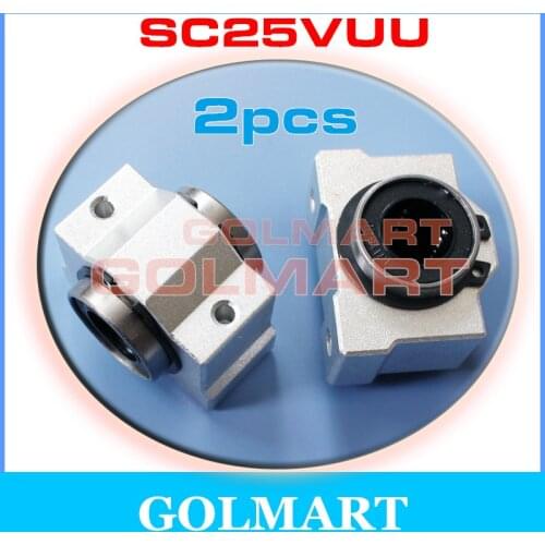 2pcs SC25VUU SCV25UU SC25V 25mm linear bearing block housing with LM25UU Linearlager inside for 25mm shaft rail