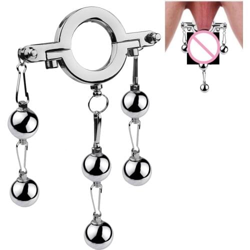 Male Ball Scrotum Stretcher Metal Penis Bondage Pendant Cock Ring Delay Ejaculation Stainless Steel New Sex Toy Men