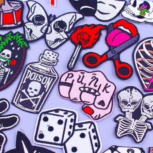 Punk Fist Patches On Clothes Rock Badges Iron on Patches For Clothing Punk Biker Embroidery Patch Clothing Stickers DIY Applique