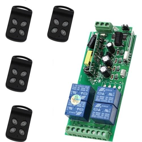 New Style Wide Voltage AC 85V 110V 220V 250V 4CH RF Wireless Remote Control Switch System Receiver and 4pcs Transmitters