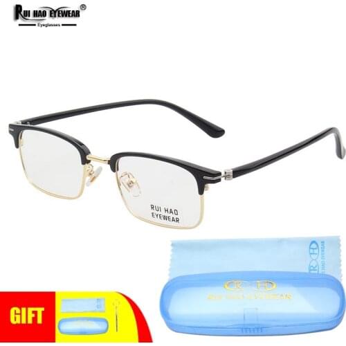 Retro Eyeglasses Frame Men Eyebrow Glasses Alloy Frame TR90 Temple Rui Hao Eyewear Brand High Flexibility Optical Spectacles