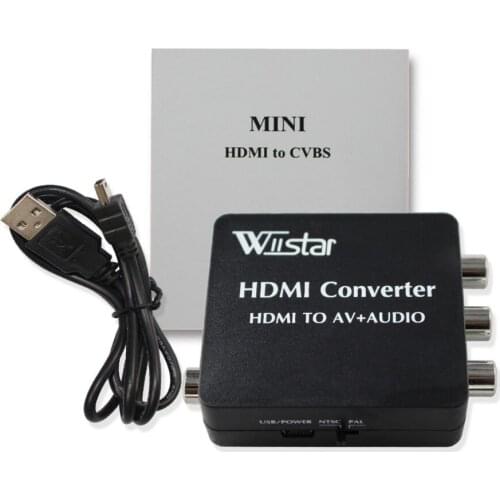 HDMI to AV 3RCA Converter HDMI to SPDIF Coaxial Adapter Support PAL/NTSC with USB Cable HDMI2AV
