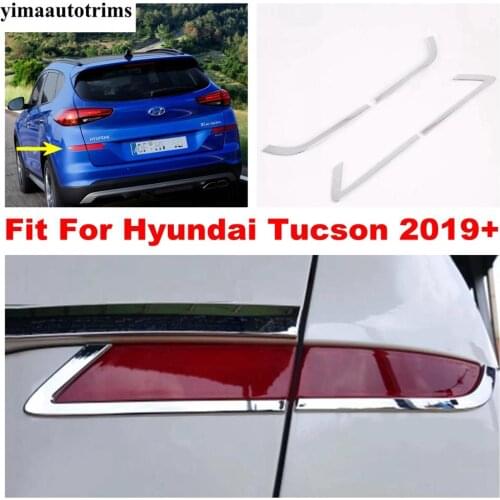 Rear Bumper Fog Lamps Lights Strip Decoration Cover Trim For Hyundai Tucson 2019 2020 ABS Chrome Exterior Refit Kit Accessories