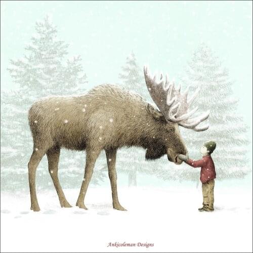 Counted Cross Stitch Kits Needlework Embroidery - Crafts 14 ct Aida Color DIY Arts Handmade Home Decor - Winter Moose