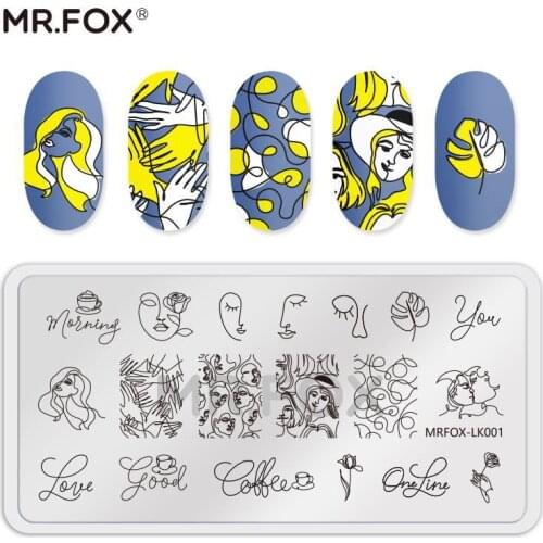 MRFOX Template Cat Animal Face LINE Designs Nail Stamping Plate Image Manicure Artist Nail Kit