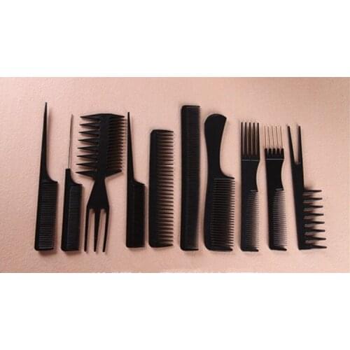 TOP GRADE 10Pcs Suit Combs 10 in 1 Brushes For Personal Home Hai Care & Barber Hairdresser Combs Professional Salon Hair Brushes