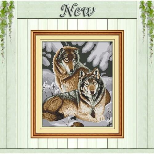 Snow wolves animal diy painting Counted Print on canvas DMC 11CT 14CT Chinese Cross Stitch kits Needlework Sets embroidery