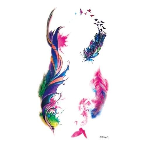 Rocooart Feathers Tattoos Small Birds Fake Tattoo Body Art Waterproof Temporary Tattoo Sticker Beautiful Hands Taty For Female