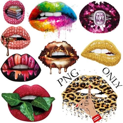 Sexy Lips Heat Vinyl Transfer For Clothing Colorful Thermal Stickers Iron On Transfers On Clothes Appliques For Washable T-shirt