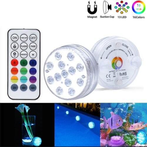 13 Led Waterproof Remote RGB Submersible Led Light Swiming Pool Garden Lights Underwater Outdoor Fish Tank Pond Vase Decoration