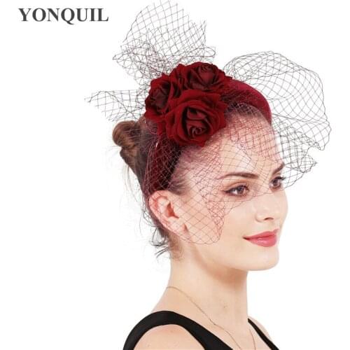 Fashion Bride Wedding Mesh Headwear OccasionFascinator Hats Fedora Flower Hair Accessories Womens Lady Elegant Event Headdress