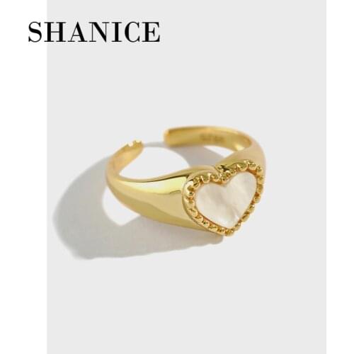 SHANICE 100% 925% Sterling Silver Unique Heart Shell PearOpening Ring For Fashion Women Party Fine Jewelry Hyperbole Ring Gift