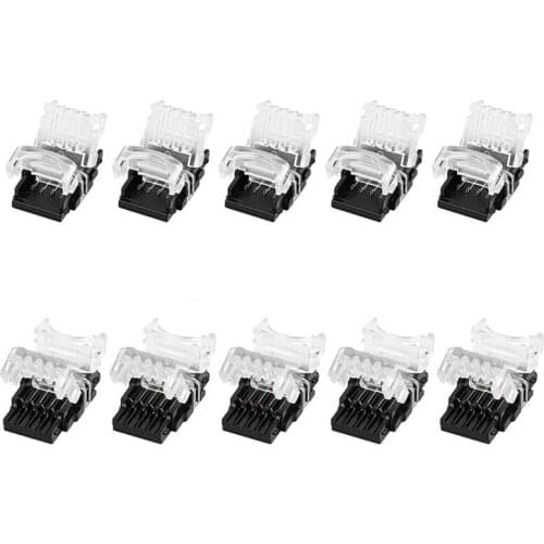 10 Packs 4 Pin LED Strip Connectors,Strip To Strip,Strip To Wire Connector For Waterproof 10Mm RGB 5050 LED Strip Lights