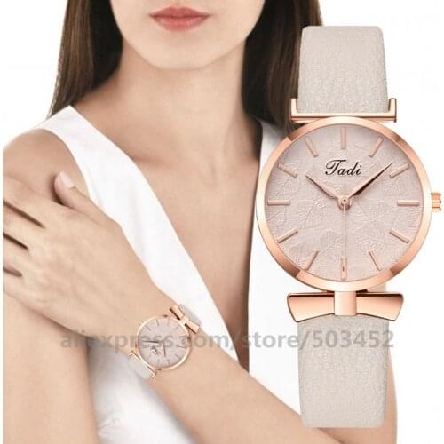 100pcs/lot Leaf Leather Women Watches Student Clock Stud Scale Fashion Wholesale Lady Wild Watch For Women