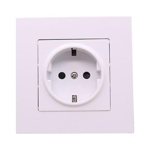 16A EU Standard Socket White PC Panel EU Wall Power Socket Wall Outlet 86*86mm