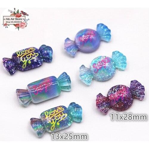 10pcs Resin Flatback Glitter Sugar sweet candy Food 10PCS 16x23mm Art Supply Decoration Charm Craft