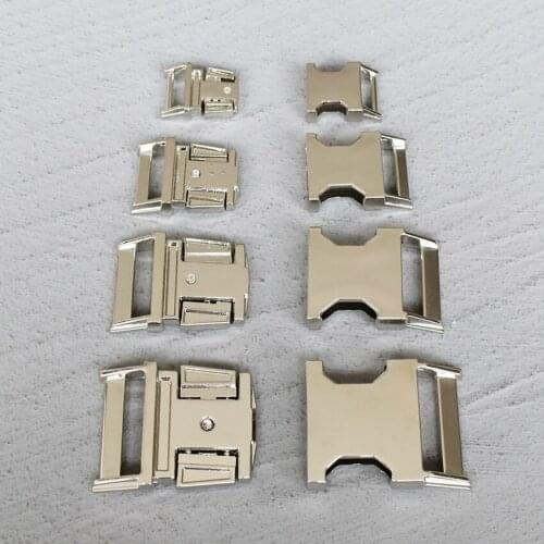 50 Pcs 15/20/25/30mm Silver Metal Buckle Side Release Curved Belt Buckle for Bag DIY Paracord Buckles Bracelet Trinket Bracelet