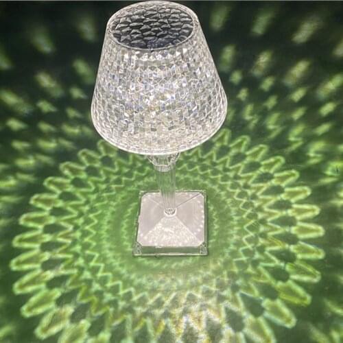 Acrylic Diamond Table Lamp for Restaurant Cordless Led Rechargeable Desk Lamps Bar Bedroom Hotel Home Decor Night Light Fixtures