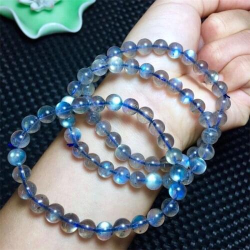 Genuine Natural Rainbow Light Labradorite Crystal Abacus Beads Bracelet 6mm Women Men Grey Moonstone Reiki Fashion AAAAA