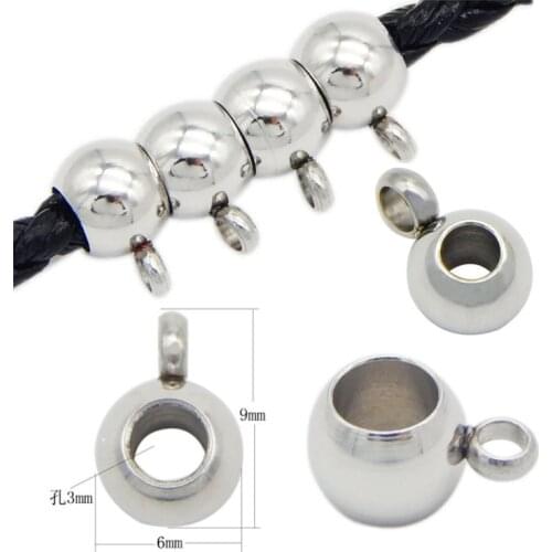 20pcs/lot Stainless Steel Hole 3 4 5mm Gold Silver color Charm Pendant Connectors Bracelet Beads DIY Bracelet Jewelry Findings