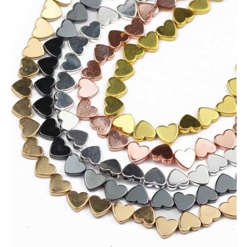 Natural Rose Gold Black Hematite Beads 6x5mm Love Heart Loose Stone Beads for Jewelry Making DIY Necklace Bracelet Finding 15