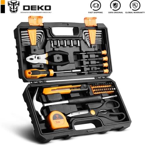 DEKO 62 Pcs Professional Car Repair Tool Set Auto Ratchet Spanner Screwdriver Socket Mechanics Tools Kit W/ Blow-Molding Box