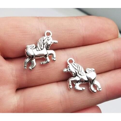 20pcs/lot--19x16mm, Antique silver plated double side Unicorn charms,DIY supplies, Jewelry accessories