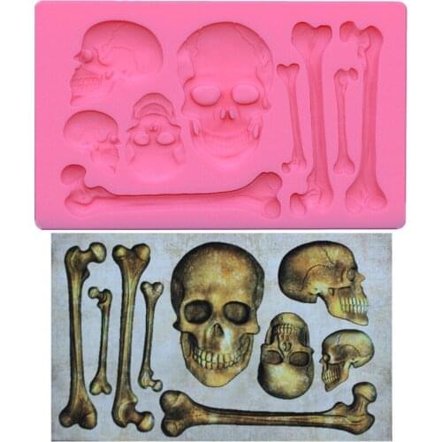 Skull Head Bone Epoxy Resin Mold Halloween Decorations Silicone Mould DIY Crafts Ornaments Casting Tools