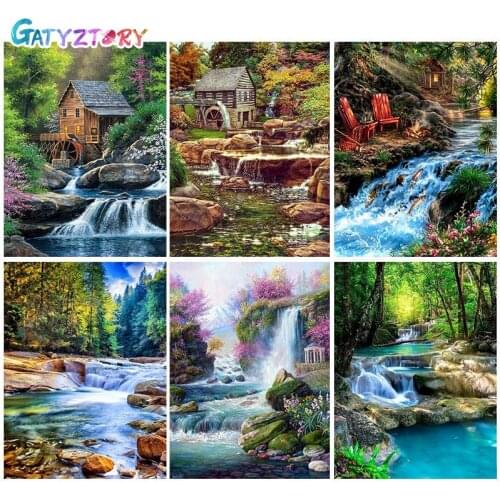 GATYZTORY Colorings By Numbers Rural Landscape Drawing On Canvas HandPainted Kits Portrait DIY Oil Paint By Numbers Home Decor
