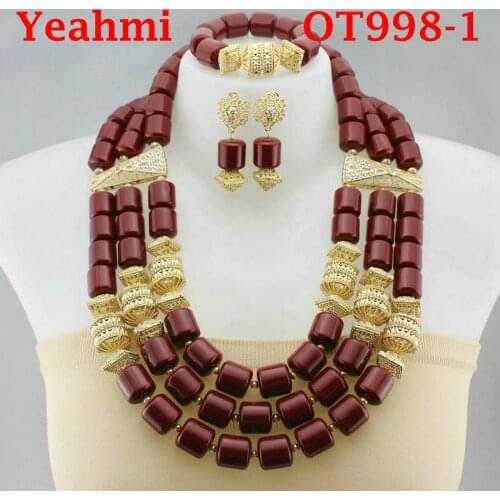 Costume African Jewelry Sets Chunky Nigerian Beads Wedding Jewelry Set Luxury Dubai Bead Bridal Jewelry Set OT998-1