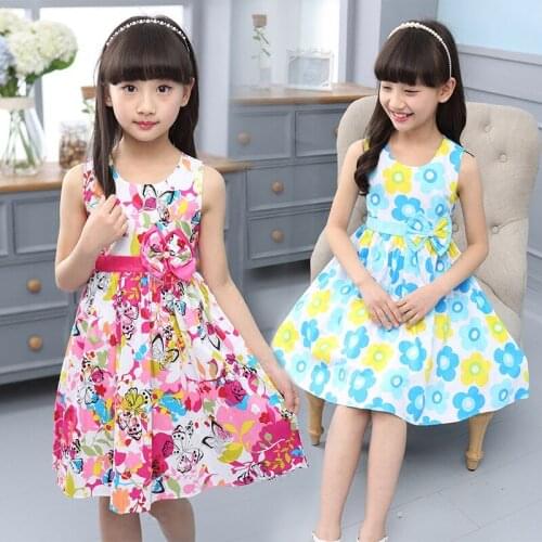 2019 Summer Dress Girl Children Clothing Kids Dresses For Girls Sleeveless Princess Dress Girls Clothes Vestidos 5 Colros 4-14Y