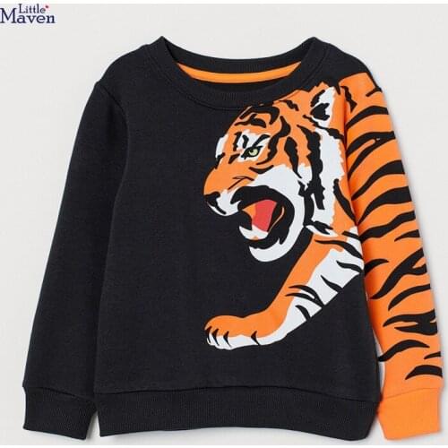 Little Maven New Autumn Spring Children Blue Tiger Fleece Animal Cotton Full- sleeved 2-7yrs O-neck Boys Hoodies Sweaters