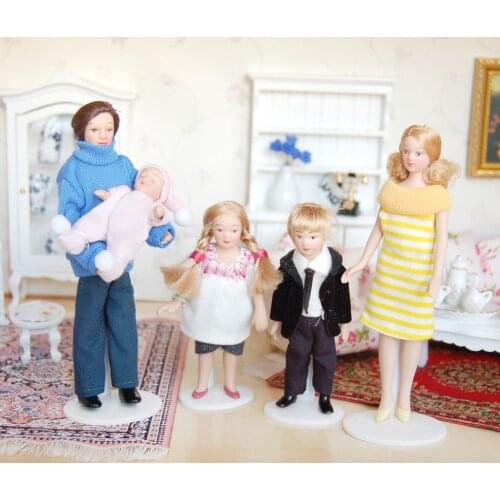 Miniature Porcelain Woman Lady in Yellow Sweater Dress Dolls House People