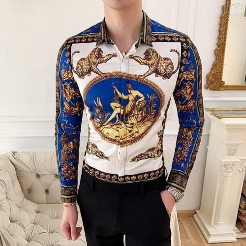 Fashion Club Outfits Mens Designer Shirts Flower Floral Camisa Social Masculina Slim Fit Men Printe Long Sleeve Korean Shirt 6xl