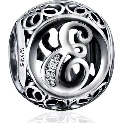 Jewelry DIY 925 Sterling Silver Fit Charms Silver 925 Original Bracelets Beads Alphabet Letter Charm Beads For Women