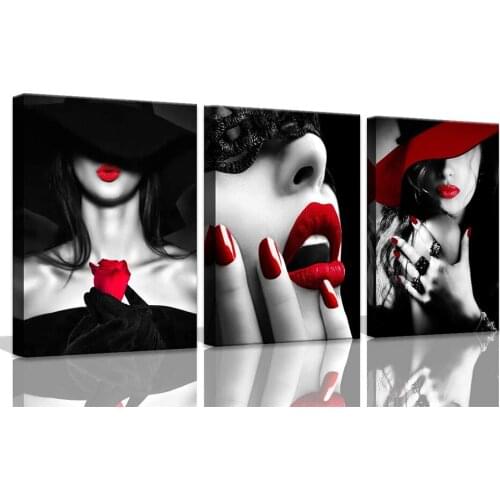5d diy Diamond Embroidery Sexy Lip Red Woman Pattern Diamond Painting Full Square Round Drill Pictures of rhinestones 3 Pcs I89